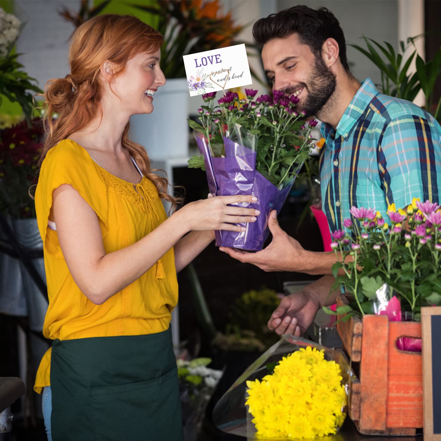 Kimober 30Pcs Metal Floral Place Card Holder,13.4 Inch Golden Heart Flower Picks Photo Memo Clips Gift Card Holder For Flower Ar